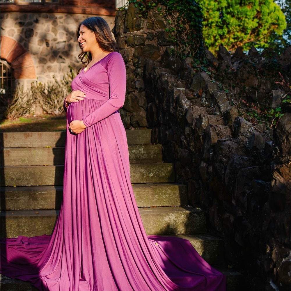 Elegant Maternity Dress in Purple